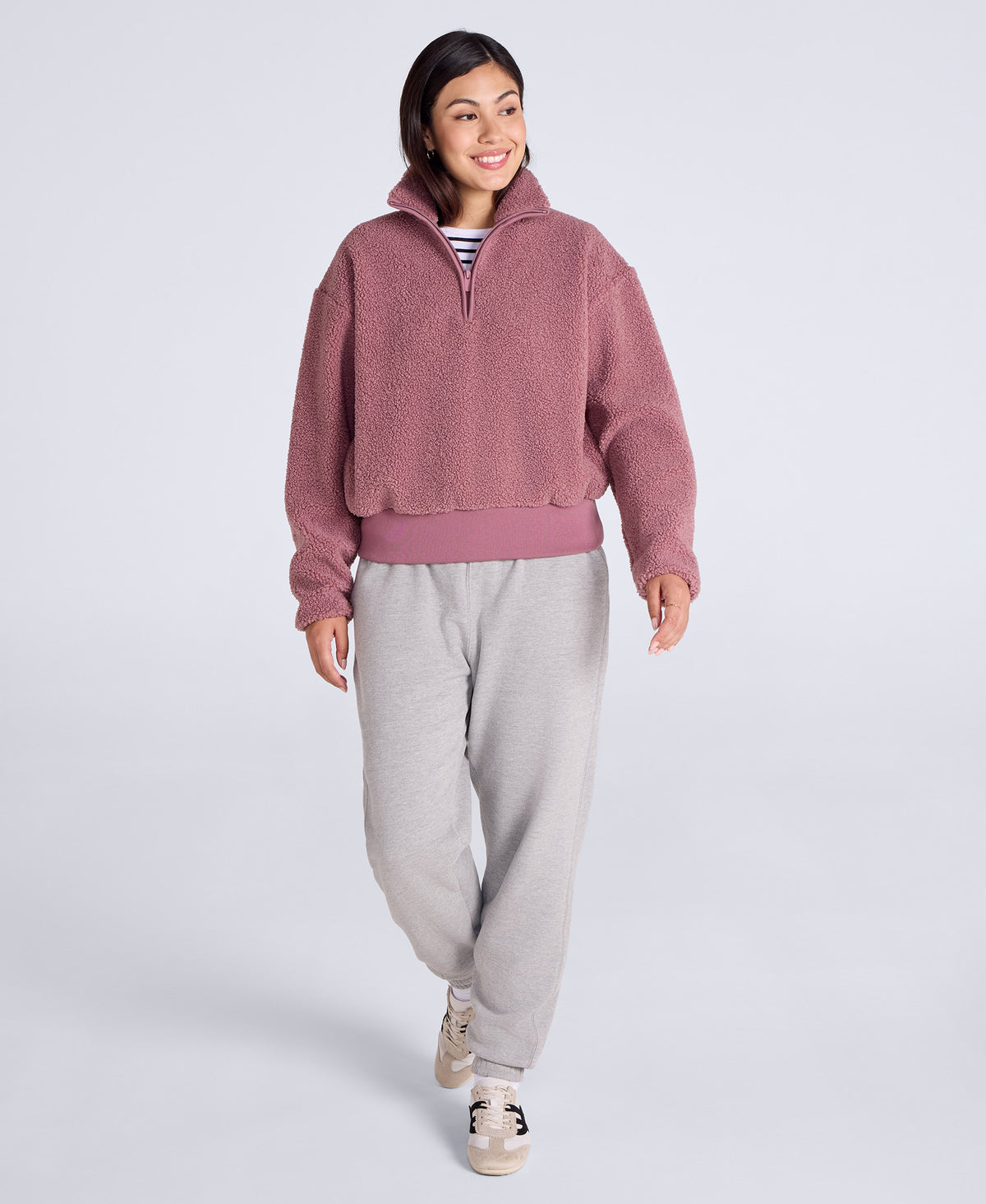 Womens Blake Boucle Half Zip Fleece - Pink