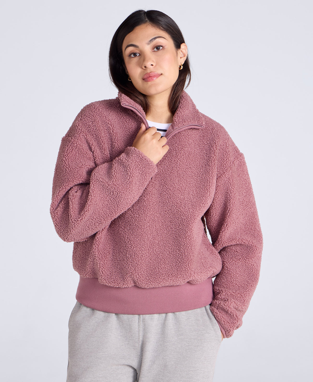 Womens Blake Boucle Half Zip Fleece - Pink