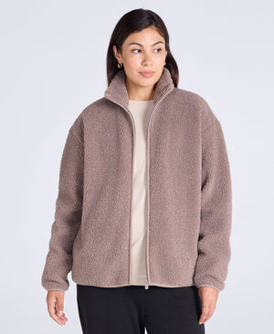 Womens Blake Boucle Full Zip Fleece - Beige