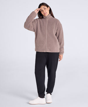 Womens Blake Boucle Full Zip Fleece - Beige