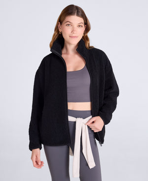 Womens Blake Boucle Full Zip Fleece - Black