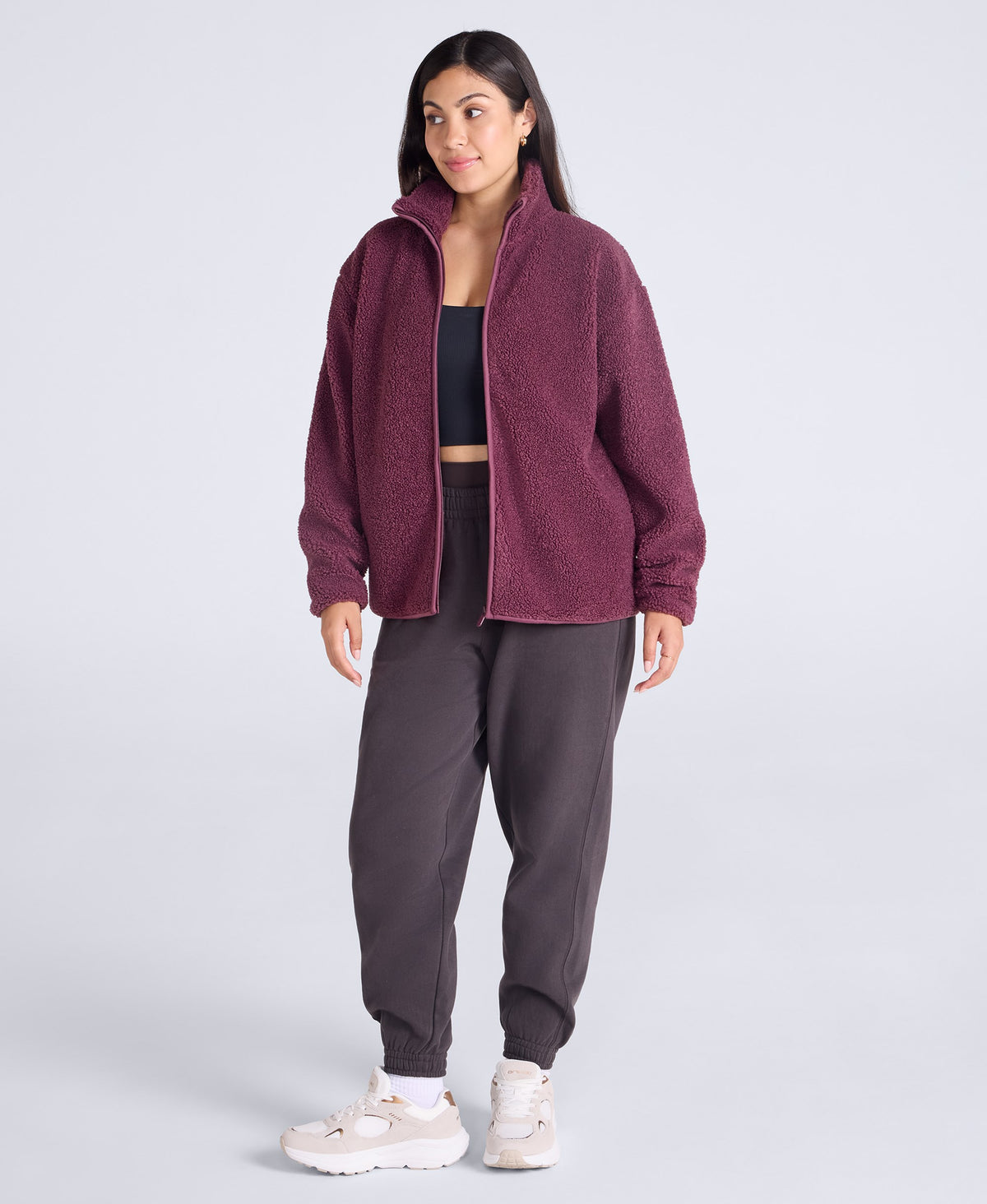 Womens Blake Boucle Full Zip Fleece - Burgundy
