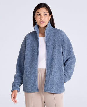 Womens Blake Boucle Full Zip Fleece - Pale Blue