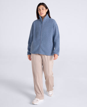 Womens Blake Boucle Full Zip Fleece - Pale Blue