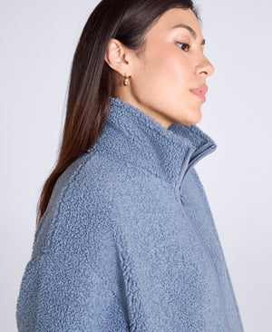 Womens Blake Boucle Full Zip Fleece - Pale Blue