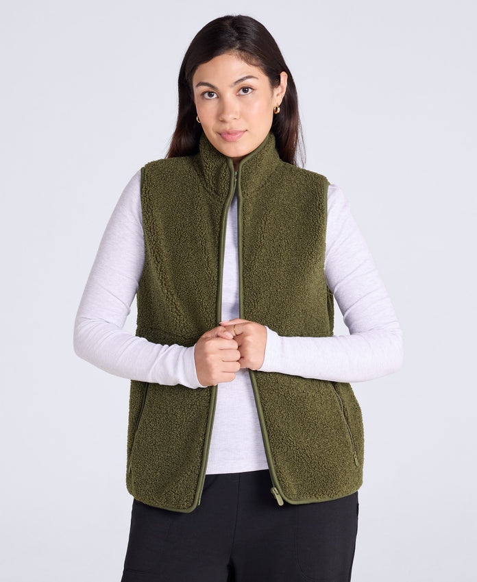 Blake Womens Boucle Gilet - Khaki