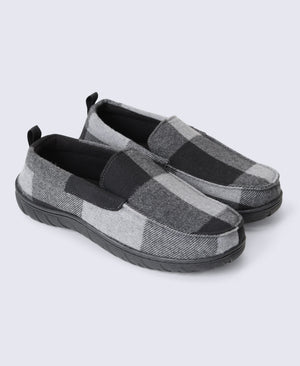 Dustin Mens Checked Slippers - Grey