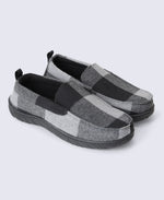 Dustin Mens Checked Slippers - Grey