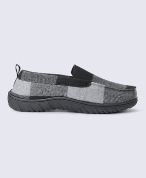 Dustin Mens Checked Slippers - Grey