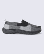 Dustin Mens Checked Slippers - Grey