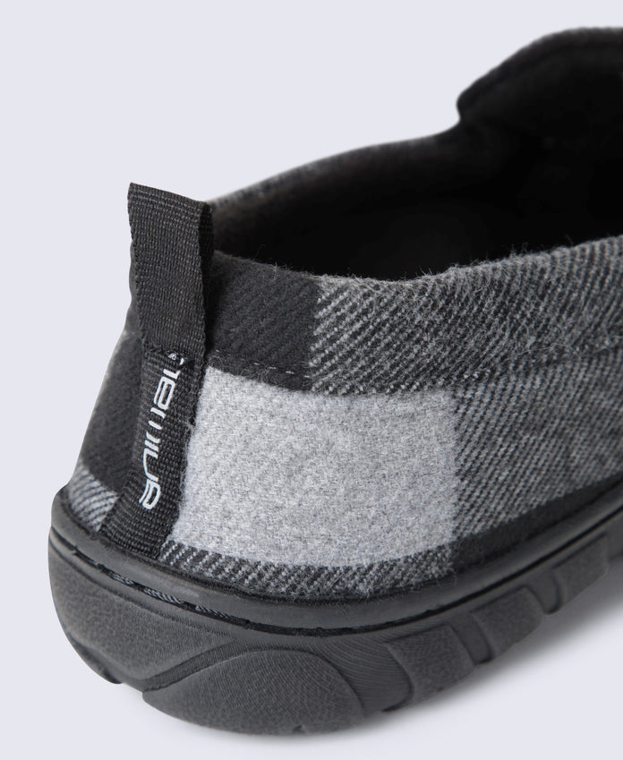 Dustin Mens Checked Slippers - Grey