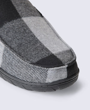 Dustin Mens Checked Slippers - Grey