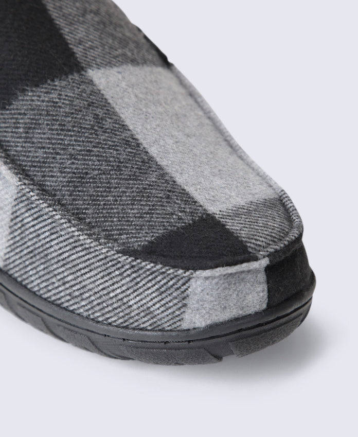 Dustin Mens Checked Slippers - Grey