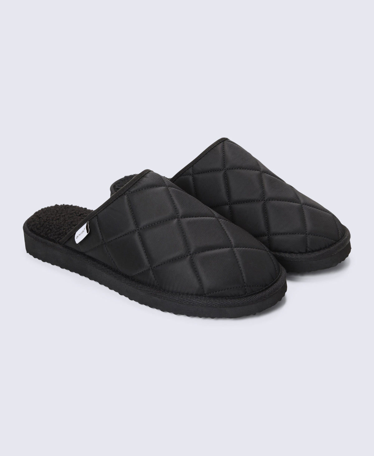 Finn Mens Quilted Mule Slippers - Black