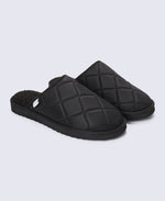 Finn Mens Quilted Mule Slippers - Black