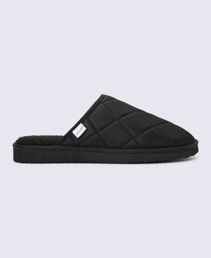 Finn Mens Quilted Mule Slippers - Black