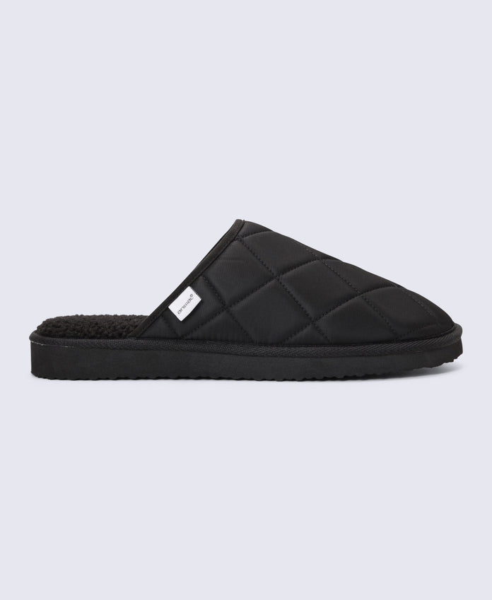 Finn Mens Quilted Mule Slippers - Black