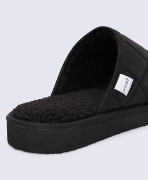Finn Mens Quilted Mule Slippers - Black