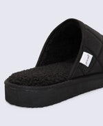 Finn Mens Quilted Mule Slippers - Black