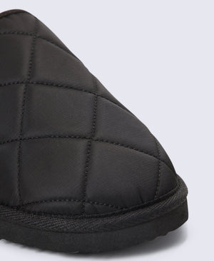 Finn Mens Quilted Mule Slippers - Black