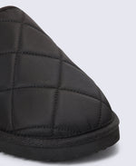 Finn Mens Quilted Mule Slippers - Black