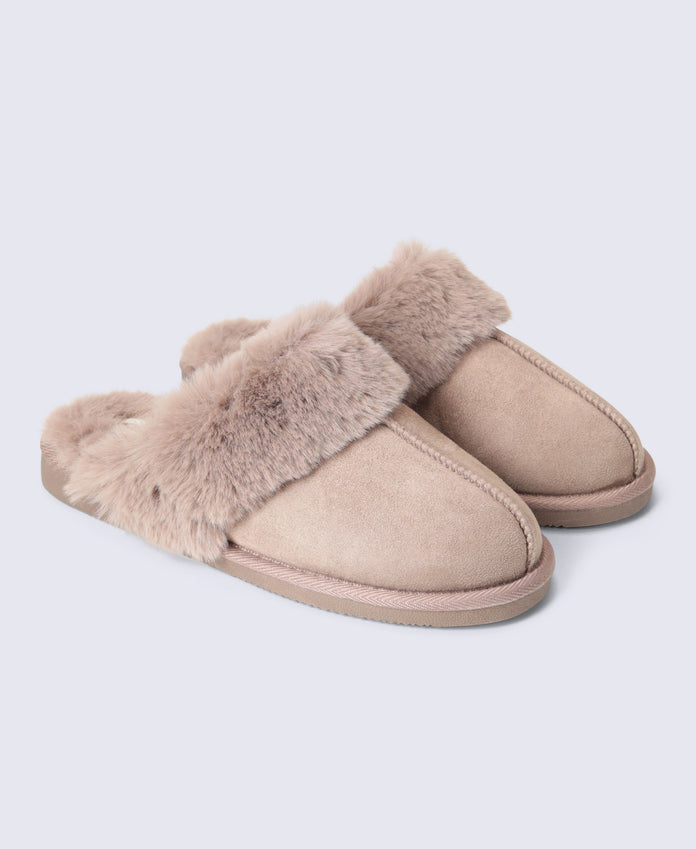 Holly Womens Mule Slippers - Taupe