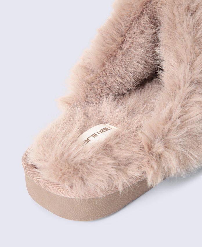 Holly Womens Mule Slippers - Taupe