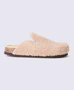 Robin Womens Borg Slipper Clogs - Beige