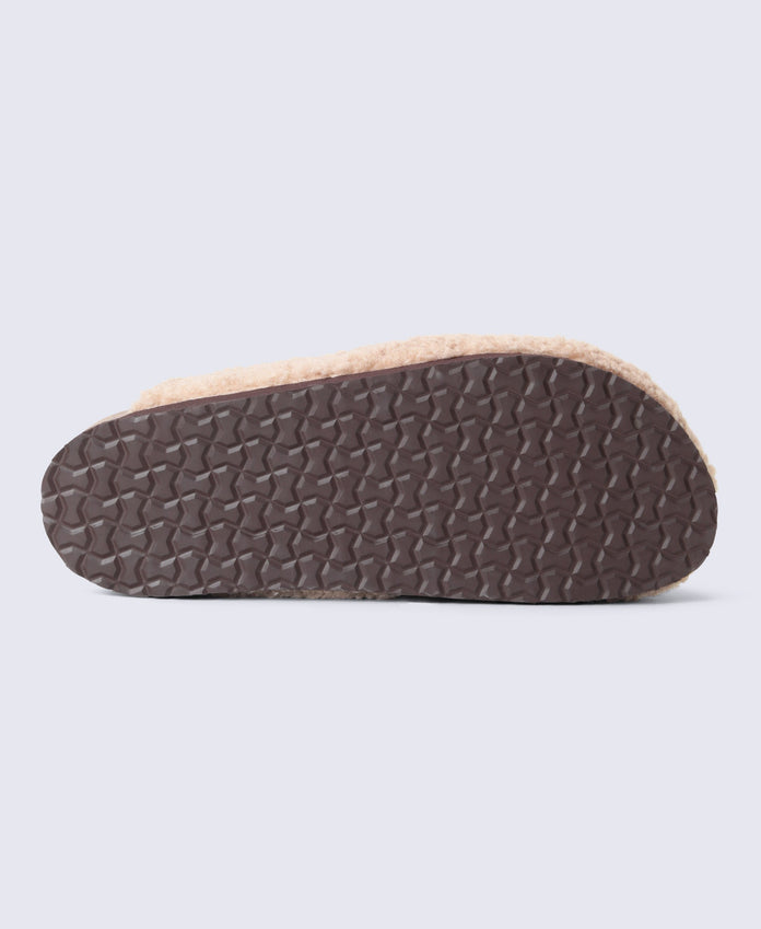 Robin Womens Borg Slipper Clogs - Beige