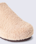 Robin Womens Borg Slipper Clogs - Beige