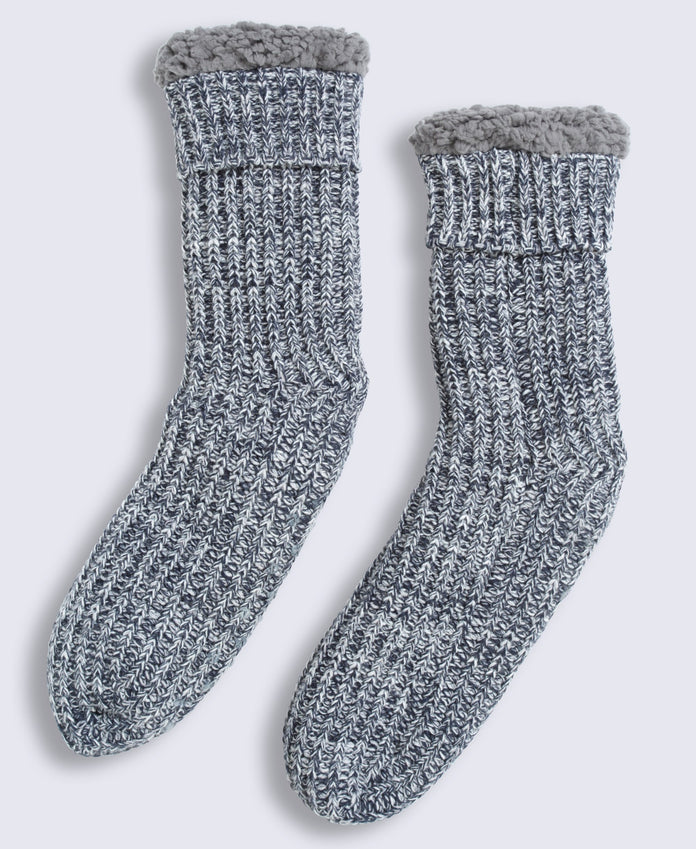 Leo Mens Cosy Grippy Slipper Socks - Navy