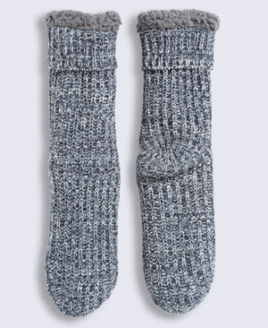 Leo Mens Cosy Grippy Slipper Socks - Navy