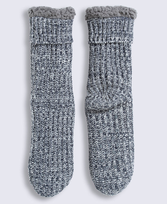 Leo Mens Cosy Grippy Slipper Socks - Navy