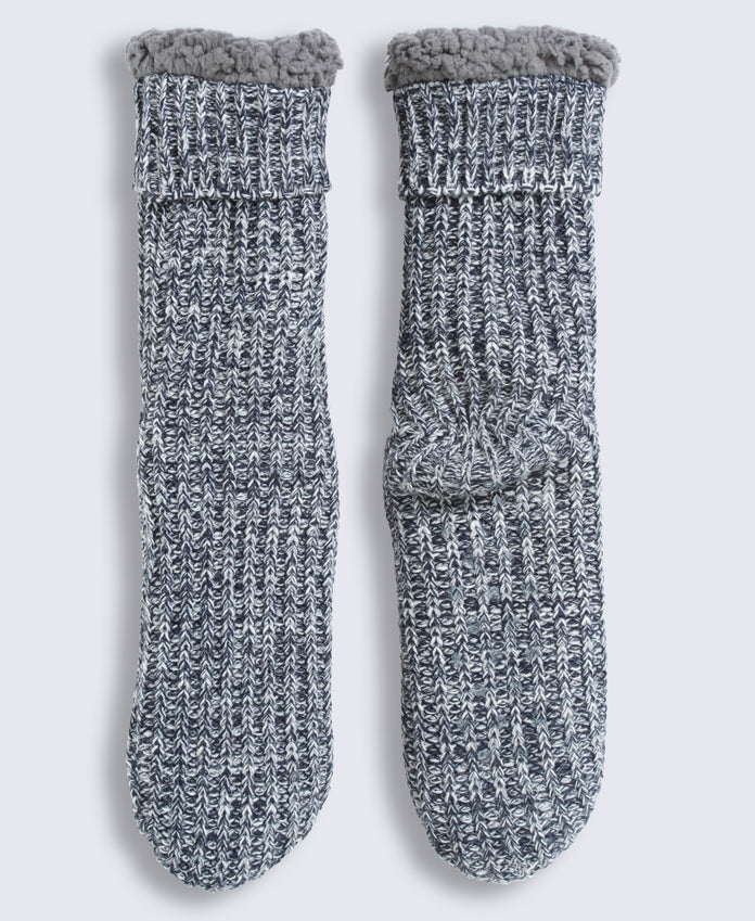 Leo Mens Cosy Grippy Slipper Socks - Navy