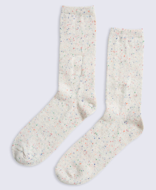 Lexi Womens Nepped Mid Calf Socks - Light Beige