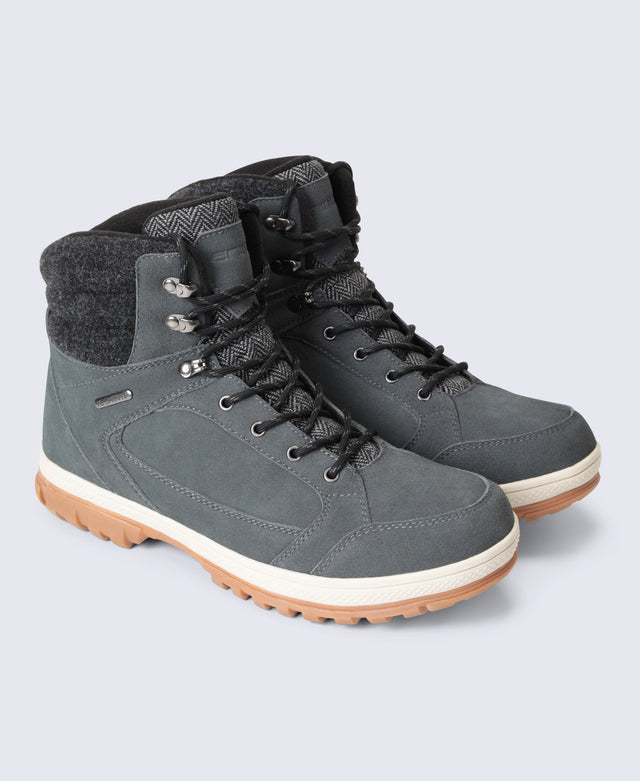 Bergen Mens Waterproof Thermal Snow Boots - Grey