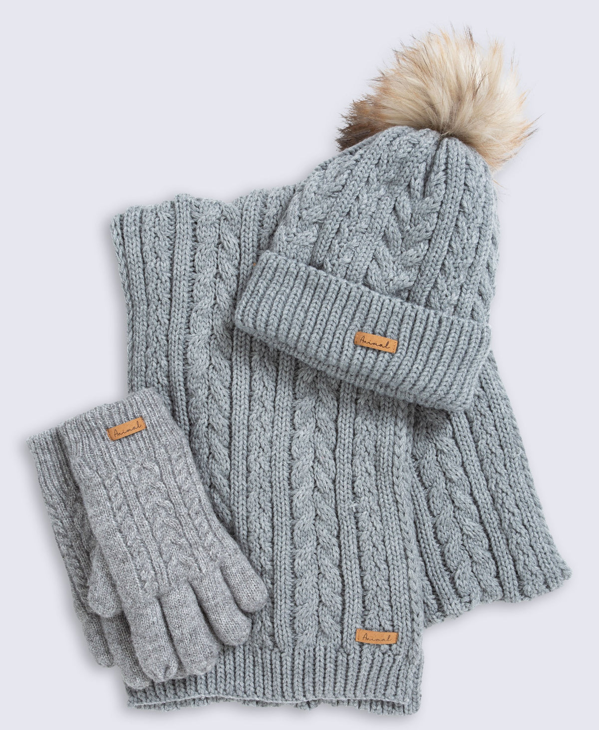 Becky Womens Beanie Scarf and Glove Set - Grey
