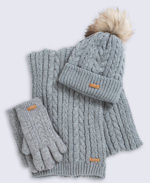 Becky Womens Beanie Scarf and Glove Set - Grey
