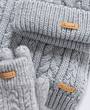 Becky Womens Beanie Scarf and Glove Set - Grey