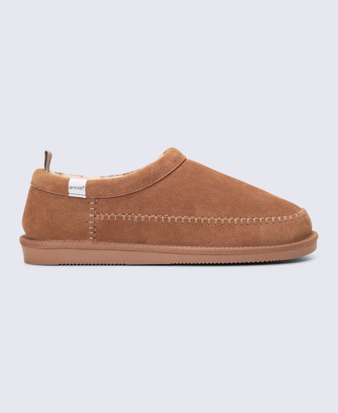 Sloane Mens Fur Lined Slippers - Tan