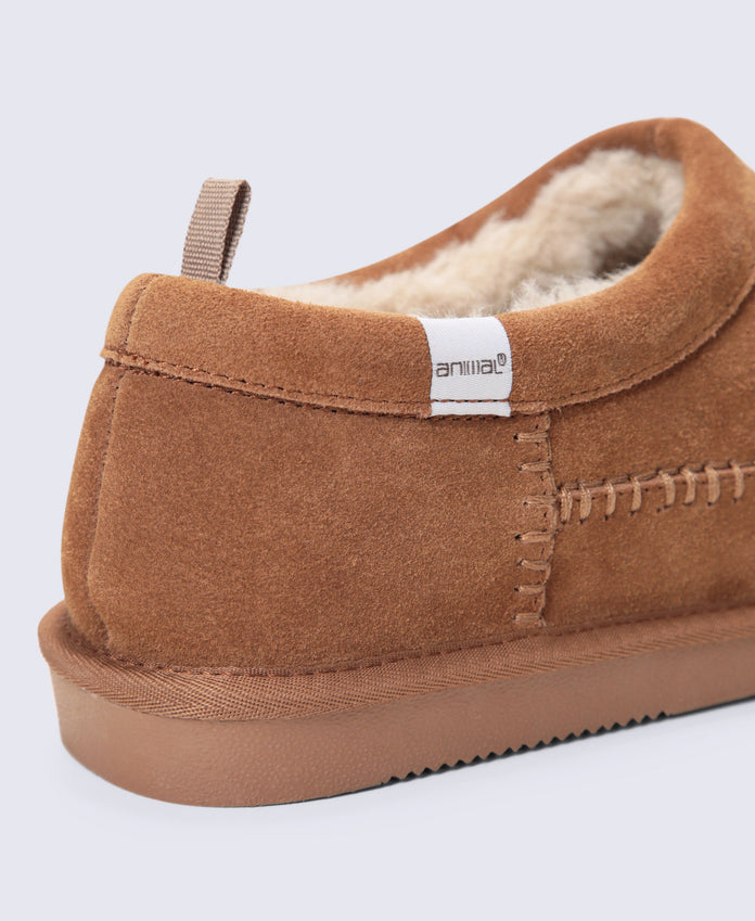 Sloane Mens Fur Lined Slippers - Tan
