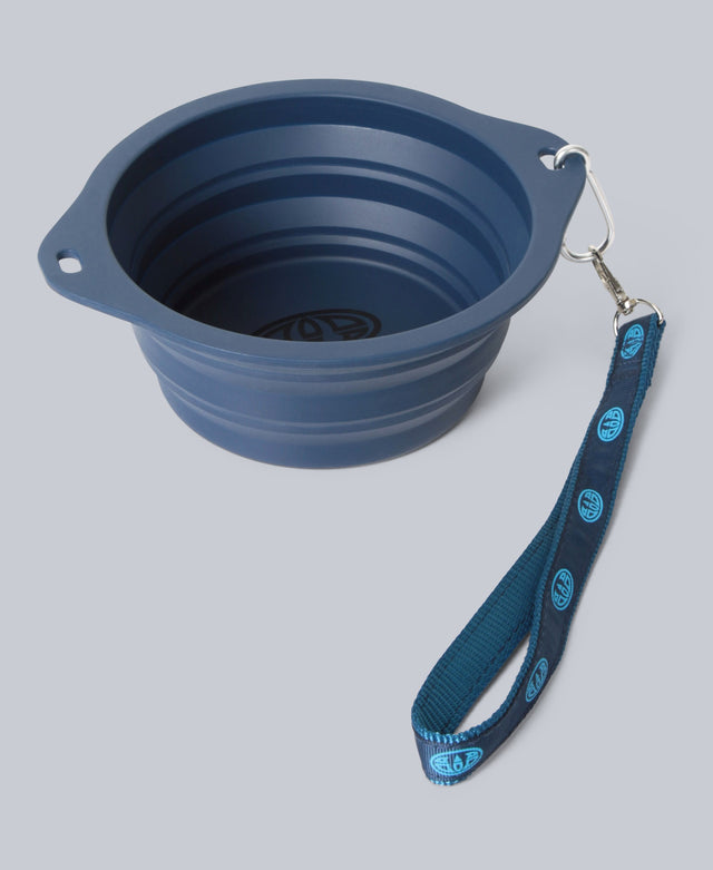 Dog Folding Bowl With Lanyard - Blue